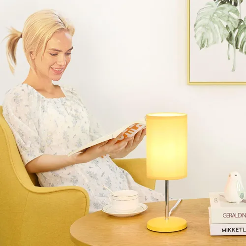 Miniatura 3 de Alee - Juego de 2 lámparas de mesa amarillas para sala de estar y dormitorio, 4.33 pulgadas de alto, 12.21 pulgadas, bombilla excluida