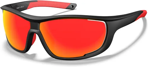 CARFIA Lentes de sol deportivos polarizados para hombres y mujeres, lentes únicos laterales de ventilación para béisbol, correr, ciclismo