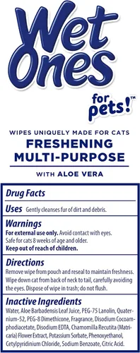 Miniatura 6 de Wet Ones Toallitas multiusos para refrescar mascotas con aloe vera, aroma fresco, toallitas de limpieza para gatos fáciles de usar para el aseo