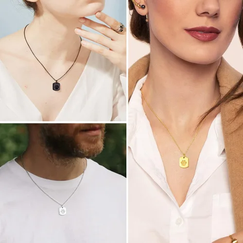 Miniatura 135 de FindChic Collares personalizados con urna para cenizas, barra vertical, gato, luna, reloj de arena, garra de perro, acero inoxidable, chapado en oro