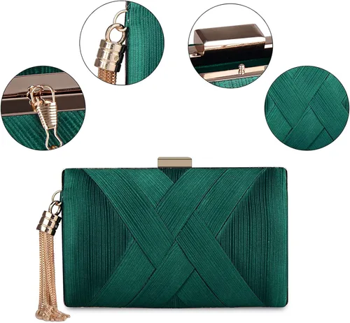 Miniatura 3 de BAGLAMOR Bolsos de noche de las mujeres elegante borla bolso embrague bolso para novia boda baile noche fuera fiesta