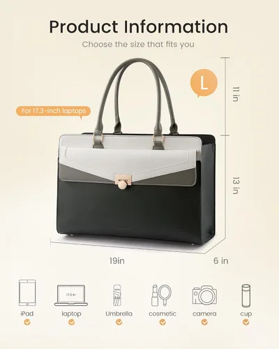 Miniatura 6 de LOVEVOOK Laptop Tote Bag for Women - PU Leather Vintage Work Tote Bag,Waterproof Business Teacher Bag with Large Cup Holder