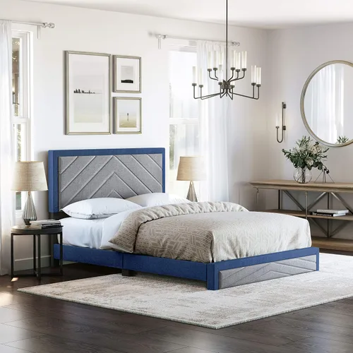 Miniatura 19 de Boyd Sleep Beaumont - Cama de plataforma tapizada con cabecero, base de colchón con 14 soportes de listones de madera, no requiere somier, piel