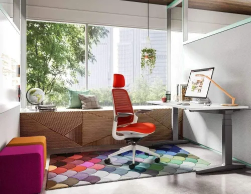 Miniatura 2 de Steelcase Silla de oficina serie 1 con reposacabezas, marco de grafito, regaliz Cogent Connect