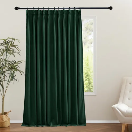 Miniatura 18 de KGORGE Cortinas de terciopelo verde cazador con pliegues pinzados de 84 pulgadas, con aislamiento térmico para oscurecer habitaciones, con anillas