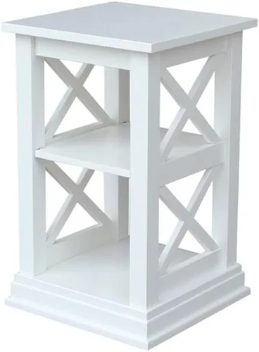 Miniatura 12 de IC International Concepts Hampton - Mesa decorativa de madera maciza con estantes, color negro