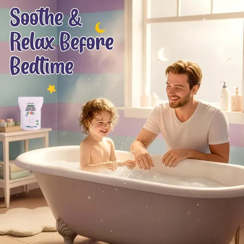 Miniatura 2 de Aromasong Sal del Mar Muerto para niños con aloe vera - Calmante, calmante y listo para dormir - Paquete resellable a granel de grano fino de 4