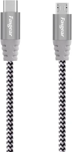 Miniatura 3 de Fasgear Cable USB C a Micro USB de 6 pies de nailon trenzado tipo C a micro USB, compatible con Galaxy S7/S6, HTC One/10 y más (gris, 6 pies)