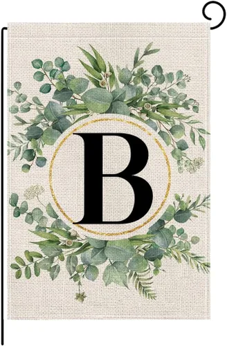 Miniatura 9 de wyooxoo Bandera de jardín floral con monograma de letra H de 12 x 18 pulgadas, doble cara para exteriores, familia, apellido, bandera inicial