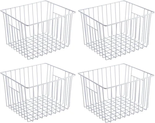 Slideep - Cestas organizadoras para congelador, cestas de almacenamiento profundas de alambre estilo granja con asas para cocina, despensa,