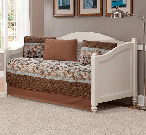 Miniatura 4 de Luxury Home Collection - Juego de colcha reversible acolchada de 2 piezas, tamaño individual/individual XL, estampado floral, hojas color gris