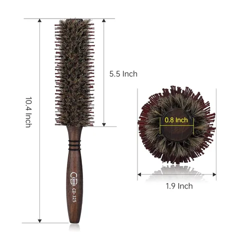 Miniatura 2 de PERFEHAIR Cepillo de pelo redondo de jabalí y cerdas de nailon, 1.9 pulgadas, pequeño peinado suave, cepillo de pelo brillante para secado