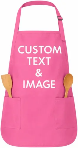 Miniatura 15 de Delantal personalizado con nombre o logotipo personalizado, cuello ajustable, 2 bolsillos, mezcla de algodón de fácil cuidado