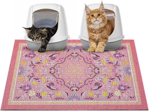 Miniatura 10 de Glittme Alfombrilla de Arena para Gatos con Base Antideslizante, Alfombrilla de Caja de Arena Impermeable que Atrapa la Arena, Fácil de Limpiar