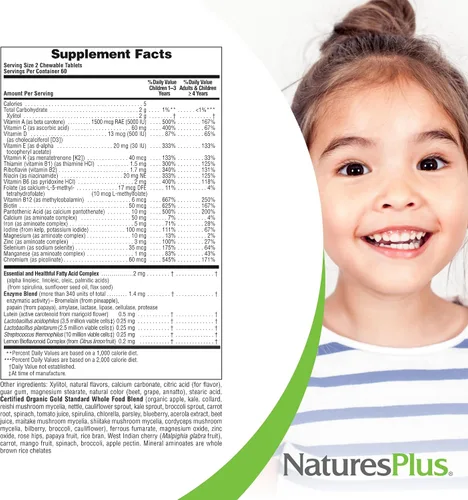 Miniatura 5 de NaturesPlus Animal Parade Gold Multivitamínico Infantil - Surtido de sabores de cereza, naranja y uva - 120 tabletas masticables en forma de animal
