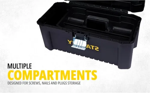 Miniatura 19 de STANLEY Caja de herramientas esenciales (16 pulgadas), solución de almacenamiento duradera con bandeja extraíble y organizadores