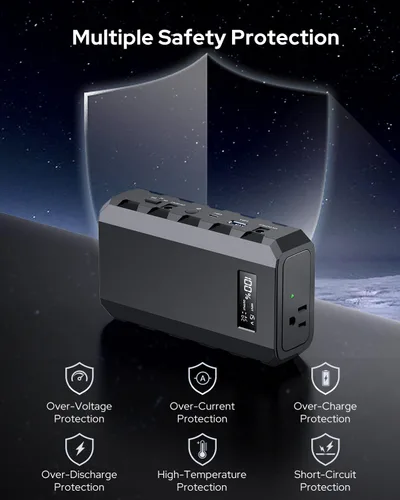 Miniatura 6 de Apowking Banco de Energía con Toma de CA, 65W Banco de Batería Portátil para Laptop Carga Rápida, 88.8Wh/24000mah Estación de Energía para Camping