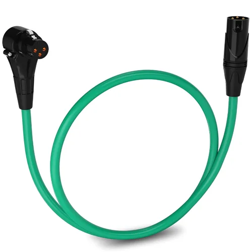 Miniatura 173 de LyxPro Cable de micrófono XLR hembra a macho de ángulo recto de 3 pines de 1.5 pies para altavoces amplificados, interfaz de audio, rendimiento