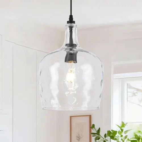 Miniatura 14 de Lámpara Colgante de Vidrio Moderna de Latón 1 Luz Individual con Cúpula Luminarias Colgantes para Isla de Cocina Comedor Pasillo, Diámetro 9 Latón