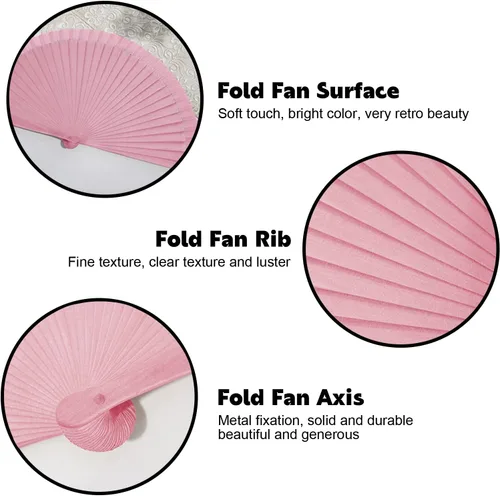 Miniatura 3 de Ventilador plegable de mano de 8.2 pulgadas, plegable, portátil, elegante, plegable para eventos, fiestas, reuniones de mujeres, elegancia de seda