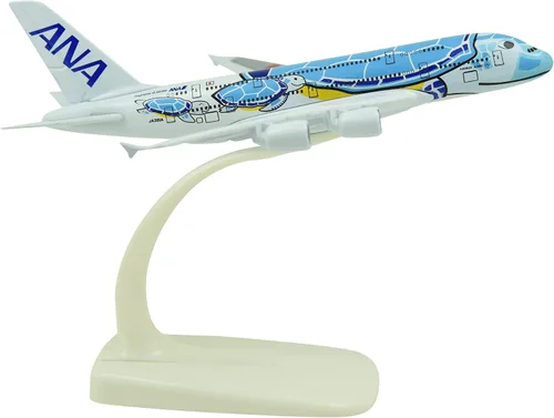 Miniatura 3 de TANG DYNASTY (TM 1:500 5.9 in A380 ANA Tortuga marina Metal Avión Modelo Avión Juguete Modelo de Avión Azul)