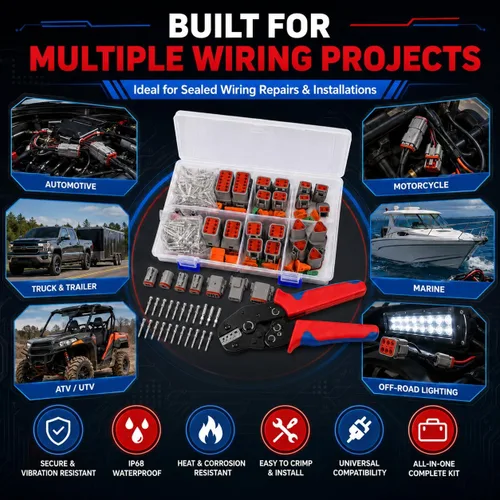 Miniatura 5 de 174Pcs 12 Kits Kit de Conectores DT Con Alicate de Crimpado para Conectores Deutsch, Conectores de 2 3 4 6 8 12 Pines Conectores Eléctricos