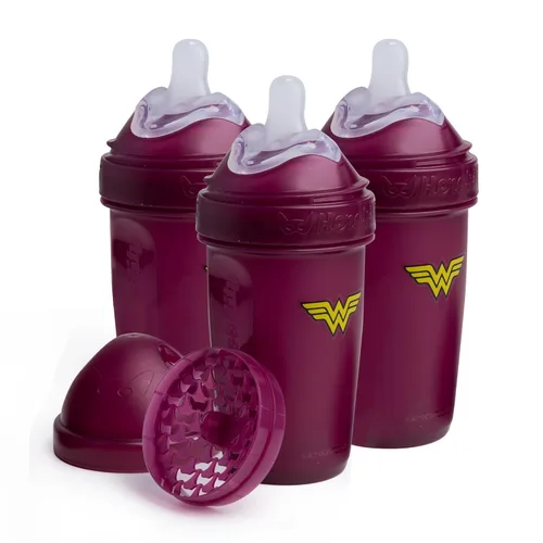 DC Comics Mujer Maravilla - Herobility biberones dobles anticólicos para bebé – 8.5 fl oz/240ml – paquete de 3 unidades