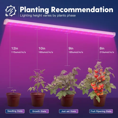 Miniatura 2 de FREELICHT Paquete de 2 luces LED de crecimiento de 4 pies, 40 W (equivalente a 250 W), rojo azul (660 nm+460 nm) luz de crecimiento de espectro