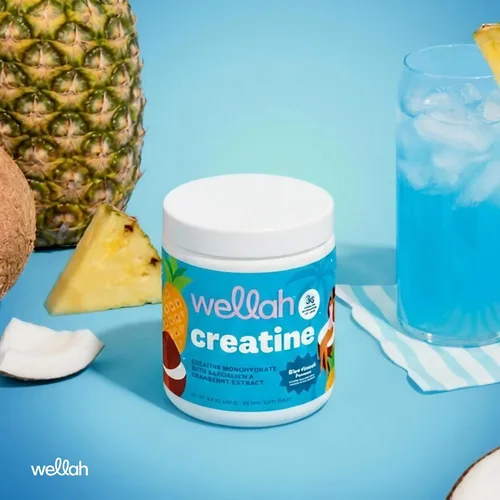 Miniatura 4 de Wellah Creatina para mujer (50 porciones) Blue Hawaii - 0.11 onzas de monohidrato de creatina en polvo con diente de león y extracto de arándano