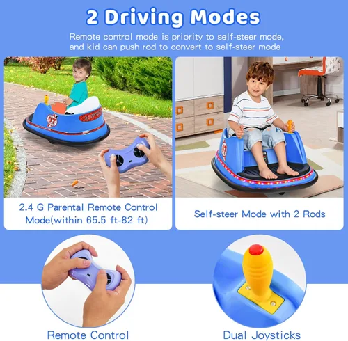 Miniatura 3 de HONEY JOY Coche de parachoques para niños pequeños de 12 V, funciona con batería, joysticks duales, luz LED intermitente y giro de 360 grados