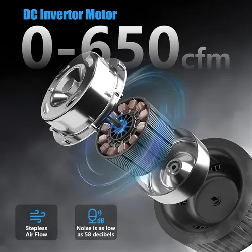 Miniatura 8 de Depurador de aire Hepa de 650CFM con filtración de 4 etapas, máquina de aire negativo, purificador de aire comercial apilable con filtros