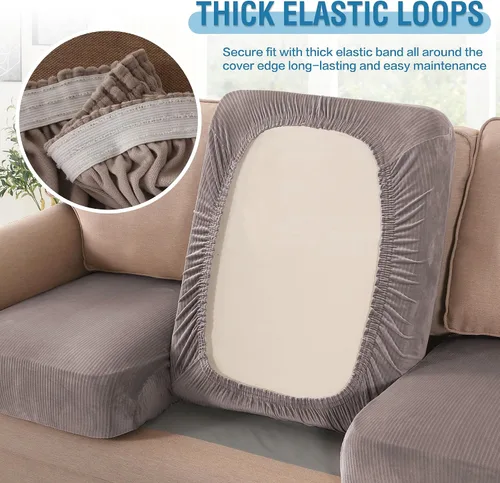 Miniatura 78 de H.VERSAILTEX Funda de cojín elástica de terciopelo para sofá, funda de cojín de felpa para silla, sofá biplaza o sofá, protector de muebles, cojín