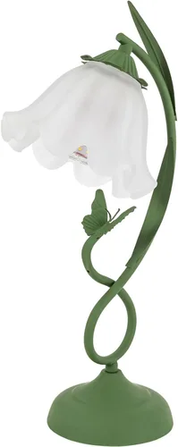Miniatura 11 de Lámpara de mesa de vidrio esmerilado con flores, lámpara de mesa auxiliar con cable enchufable, mesita de noche, lámpara decorativa de noche