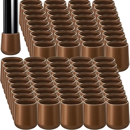 Miniatura 12 de Jetec 12 Pcs 1 Inch Folding Chair Leg Caps Heavy-Duty Plastic Chair End Caps Non-marring Furniture Glides Round Hardwood Floor Protectors (Brown,1in)