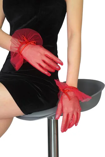 Miniatura 4 de Guantes de tul cortos para mujer, con volantes y lazo para fiesta de té