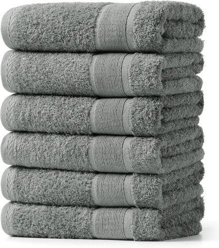 Miniatura 9 de Aibaser Toallas de baño, 27 x 54 pulgadas, naturales, ultra absorbentes, para baño, viajes, gimnasio, ducha y spa (juego de 6 piezas) (azul)