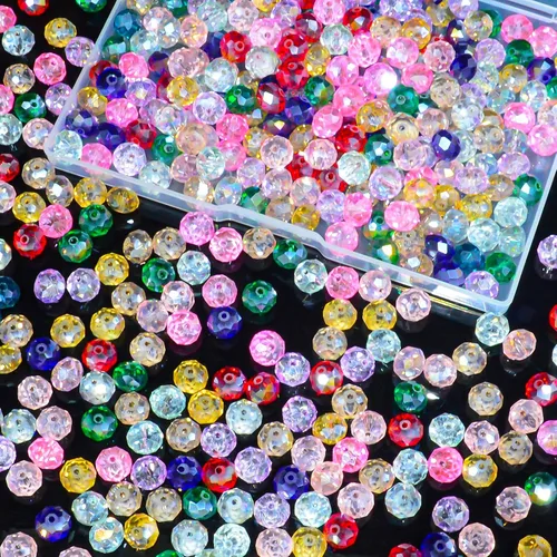 Miniatura 67 de 800 cuentas redondas de cristal de 0.236/0.396/0.394 pulgadas para joyas de bricolaje, ideales para pulseras, collares, colgantes y proyectos