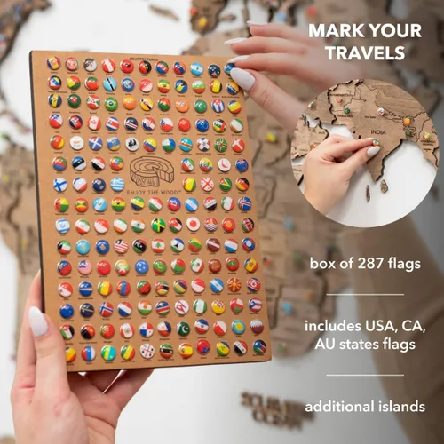 Miniatura 5 de ENJOY THE WOOD Mapa del Mundo de Madera 3D Arte de Pared Decoración de Pared Grande - Mapa de Viajes del Mundo - Idea de Regalo para Cualquier Terra