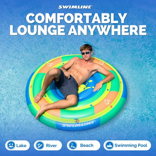 Miniatura 4 de Swimline Balsa inflable con diseño de bandera de la paz americana de isla para piscina