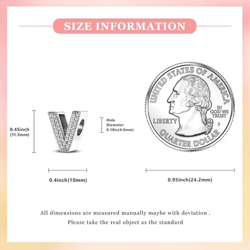 Miniatura 108 de PARCOM Dijes de letras compatibles con pulseras Pandora de plata esterlina S925 con iniciales para pulseras del alfabeto A-Z, cuentas de letras