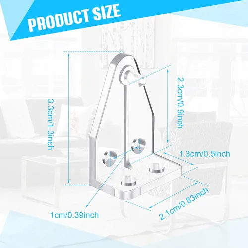 Miniatura 2 de Jetec 12 piezas de soportes de sujeción para persianas de 1 pulgada, mini ganchos de plástico transparente para puerta, soporte inferior