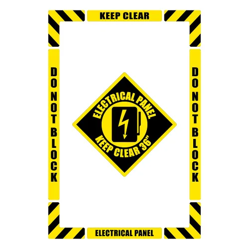 NMC Panel eléctrico Keep Clear Kit de marcado de piso de 36 pulgadas con superficie antideslizante texturizada, configurable (incluye letrero de El