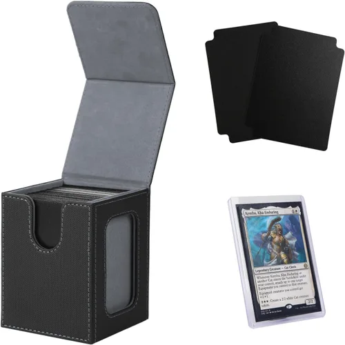 Miniatura 25 de Venssu MTG Caja de cubierta para pantalla Commander, caja de cartas para 100 tarjetas de doble funda, almacenamiento de tarjetas TCG con 2 divisores