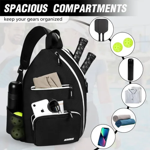 Miniatura 5 de Bolsa de Pickleball AEROBIX para Mujeres y Hombres, Mochila de Pickle Ball - Cremalleras Mejoradas, Gran Capacidad, Bolsillo Acolchado para Pala