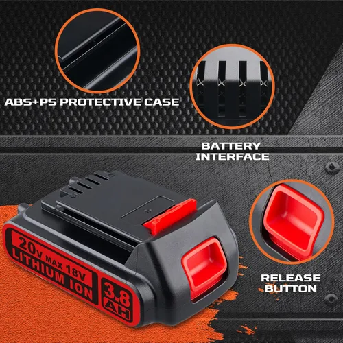 Miniatura 3 de Masione Batería de litio de repuesto para Black and Decker de 20 V, 3.0 Ah, paquete de 2 piezas de repuesto para LBXR20 LBX20 LB20 LBXR2020 LB2X4020