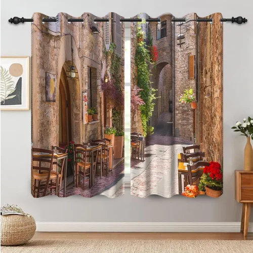 Miniatura 167 de Cortinas japonesas con pintura de tinta, monte Fuji, sol rojo, puesta de sol, hojas de bambú, cortinas de ventana para dormitorio, sala de estar
