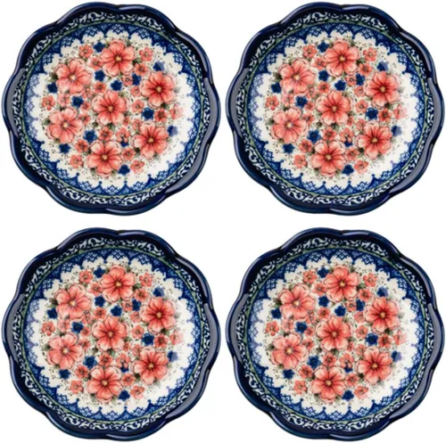 Miniatura 8 de Sizikato 4 platos de porcelana para aperitivos, plato de salsa de 4 pulgadas, patrón de flores exóticas