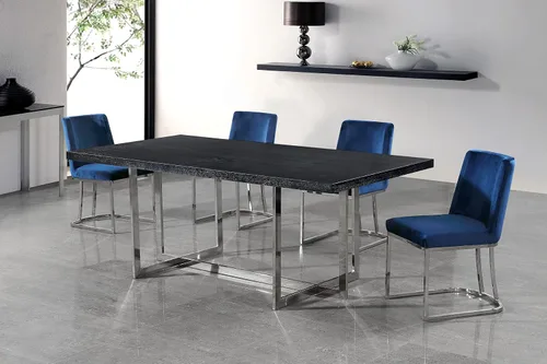 Miniatura 6 de Meridian Furniture Heidi Collection Modern - Silla de comedor tapizada de terciopelo contemporáneo con marco de metal cromado pulido, juego de 2, 19