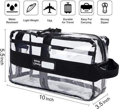 Miniatura 7 de Rough Enough Clear Neceser Aprobado por la TSA Bolsa de Maquillaje Transparente Conjunto de Bolsa de Maquillaje, Gris, Neceser transparente Rough