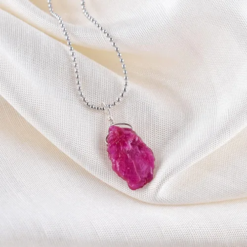 Miniatura 2 de Collar con colgante de gemas naturales, piedras en bruto, chapado en plata, cristales sanadores de chakras, hecho a mano, boda, cumpleaños